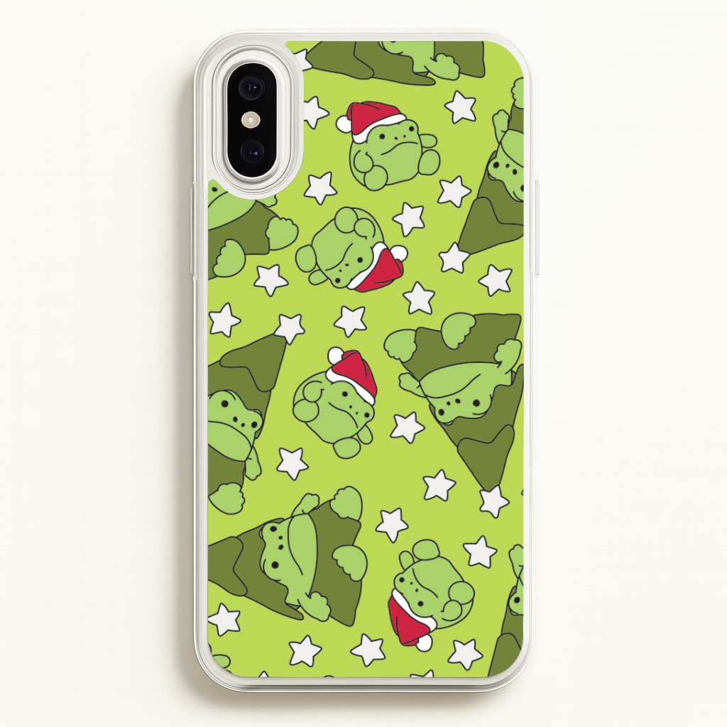 Christmas Frogs And Stars Plush Pattern iPhone XS Max Case