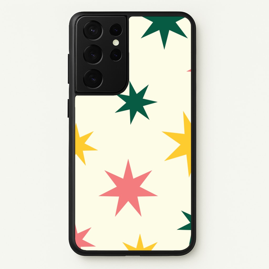 Colourful Christmas Stars Pattern Galaxy S21 Ultra Case