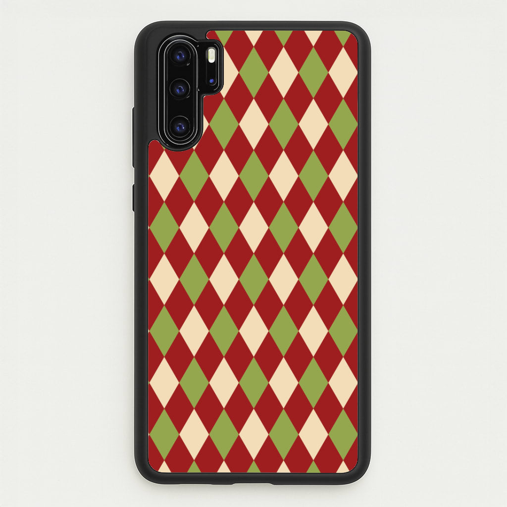 Red And Green Argyle Christmas Pattern Huawei P30 Pro Case