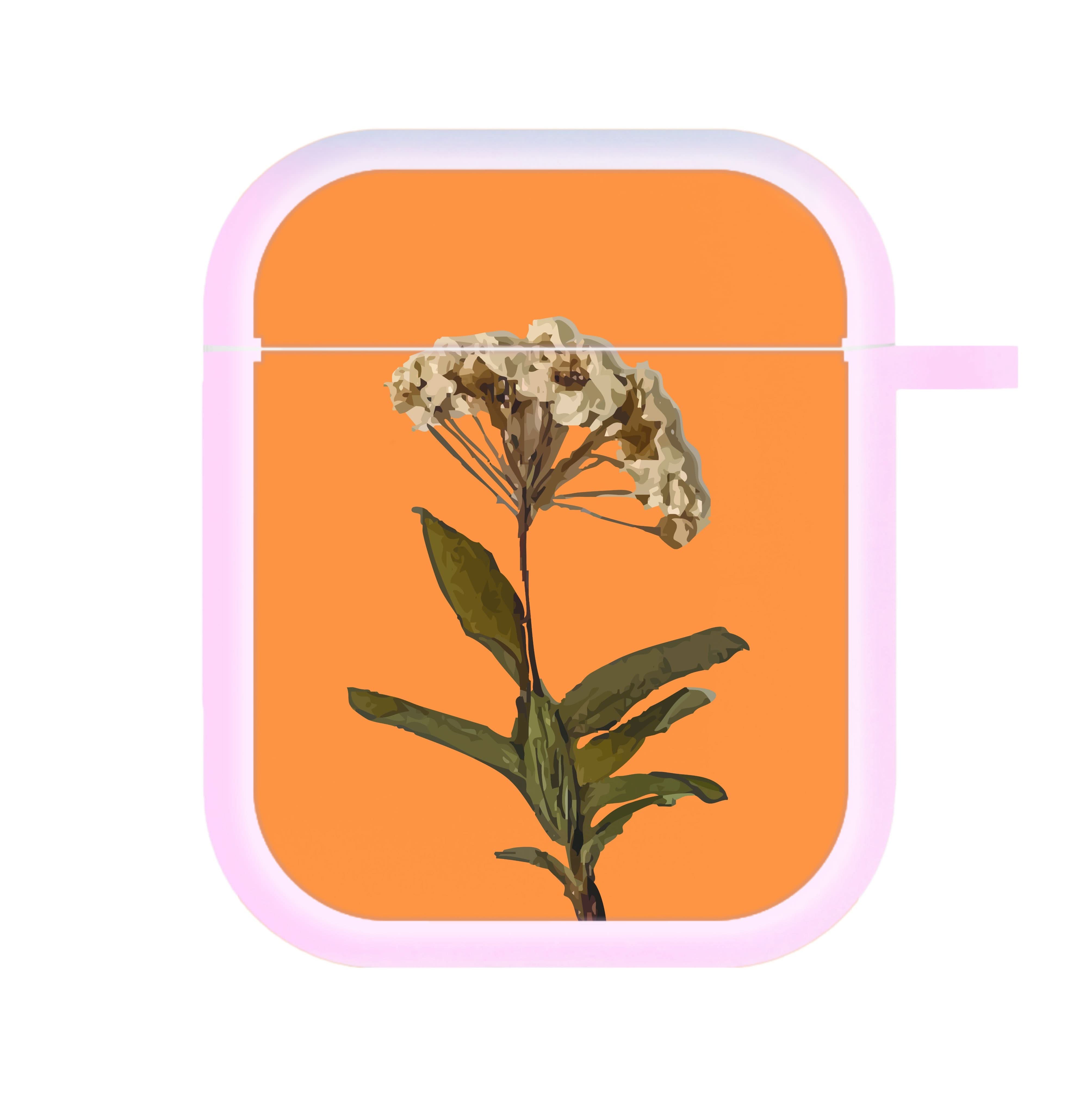 Bright Orange Pressed Flower AirPods Case