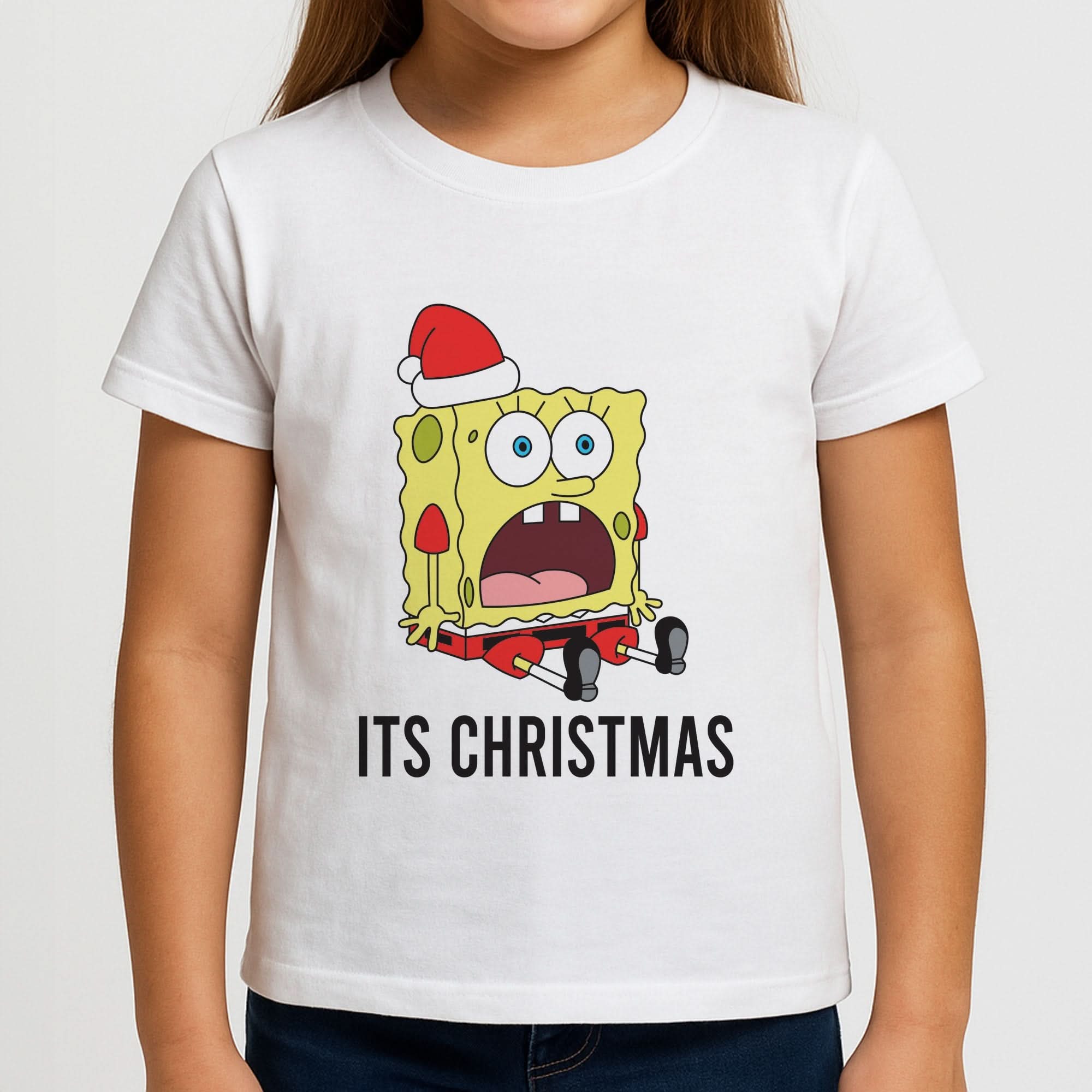 It's Christmas Cartoon Sponge Girls T-Shirt