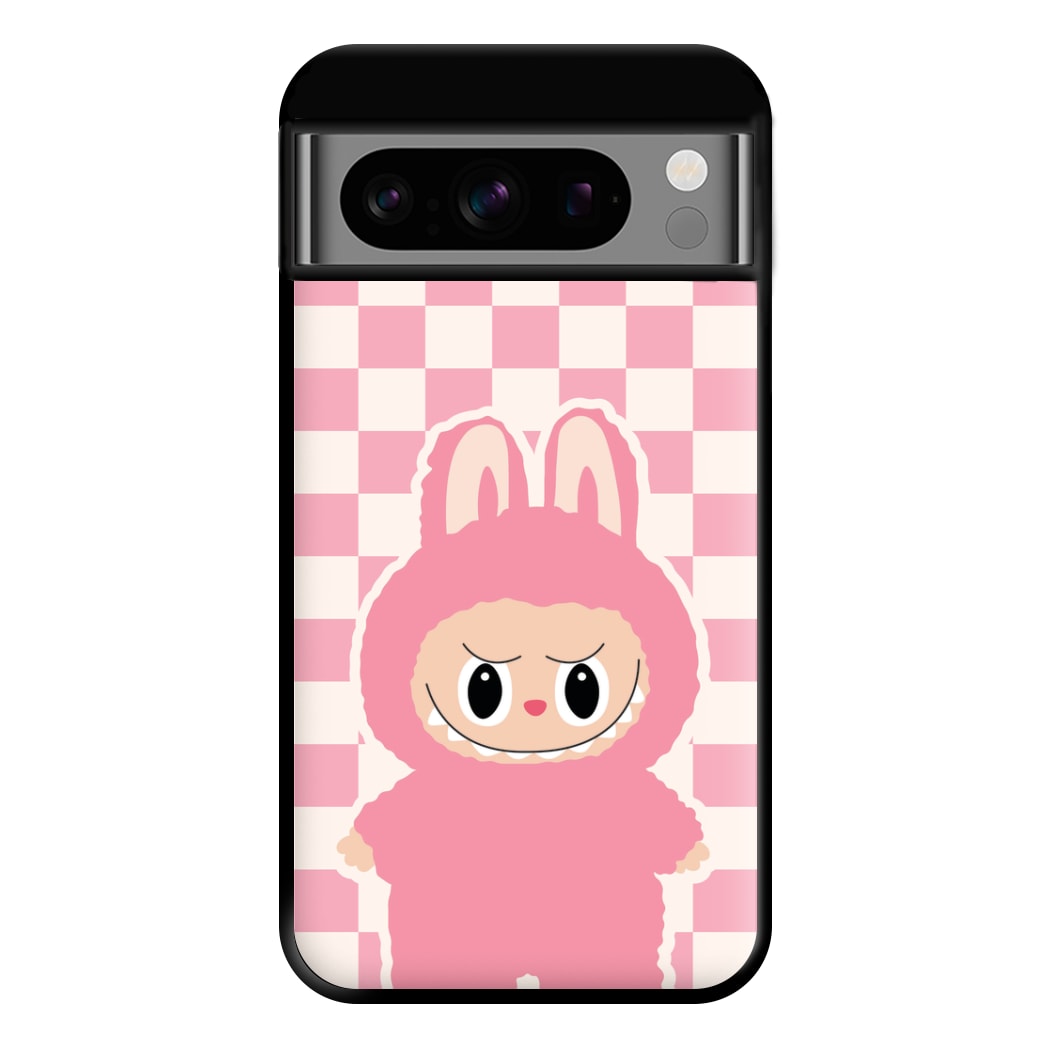 Checkered Cute Pink Monster Google Pixel 8 Pro Case