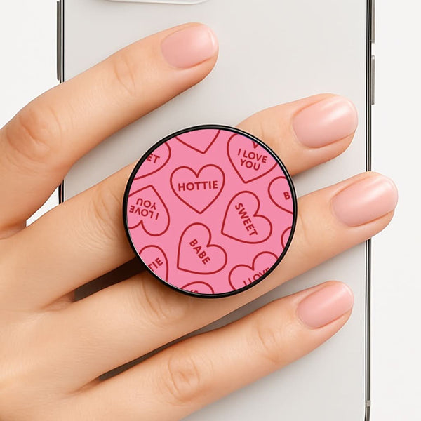 Quote Love Hearts Pattern Phone Grip
