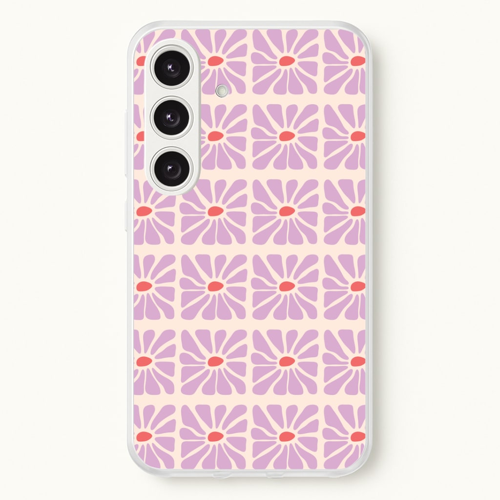 Square Abstract Flowers Mauve Galaxy S25 Case