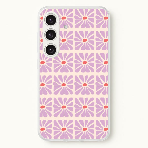 Square Abstract Flowers Mauve Galaxy S24FE Case
