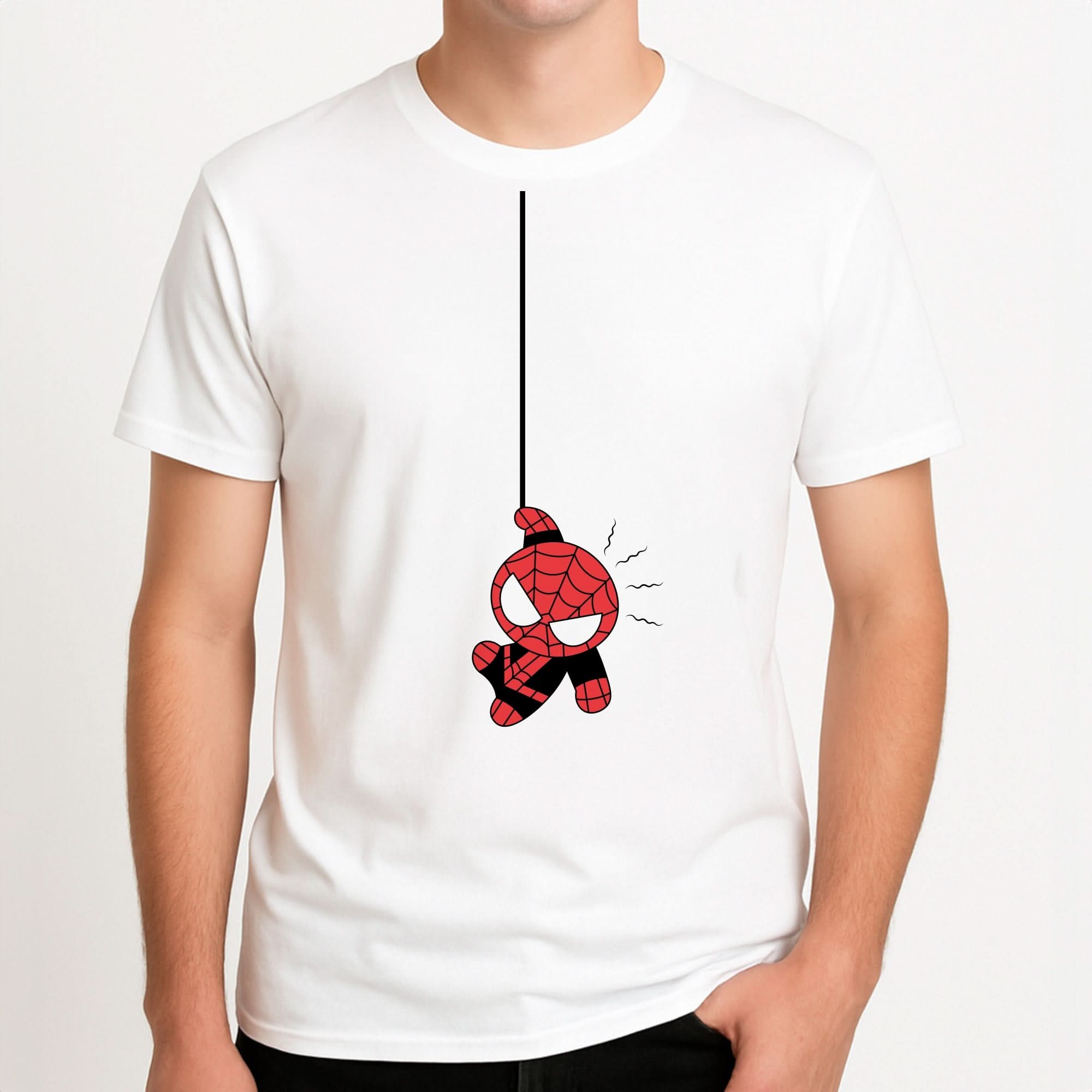 Gray Hanging Spider Hero Mens T-Shirt