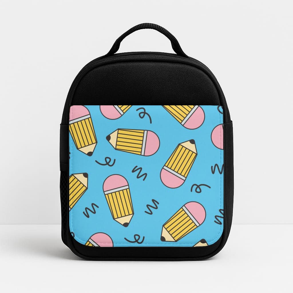 Pencils And Scribbles Pattern Insulated Lunch Bag