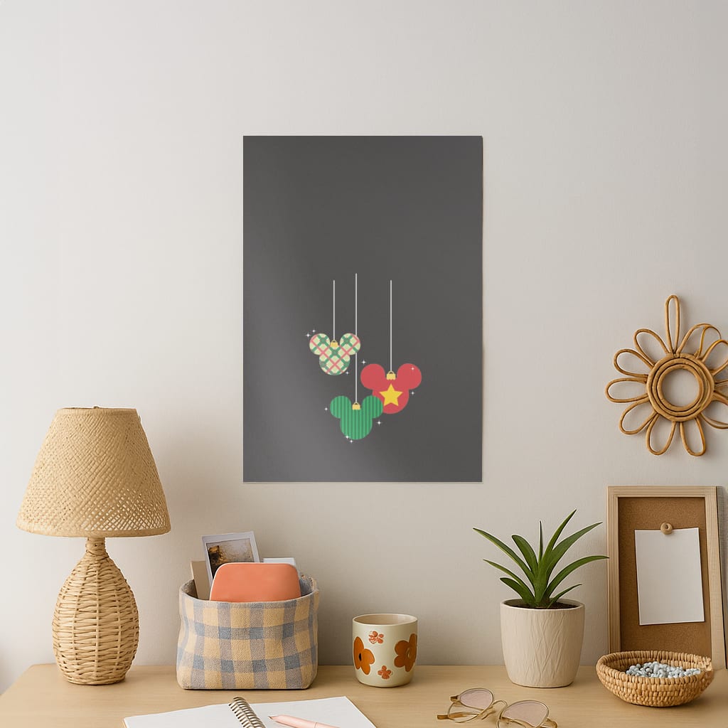 Cartoon Mouse Hanging Baubles Art Print