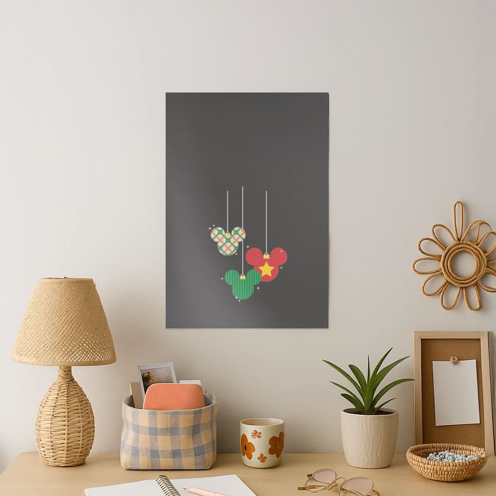 Cartoon Mouse Hanging Baubles Art Print