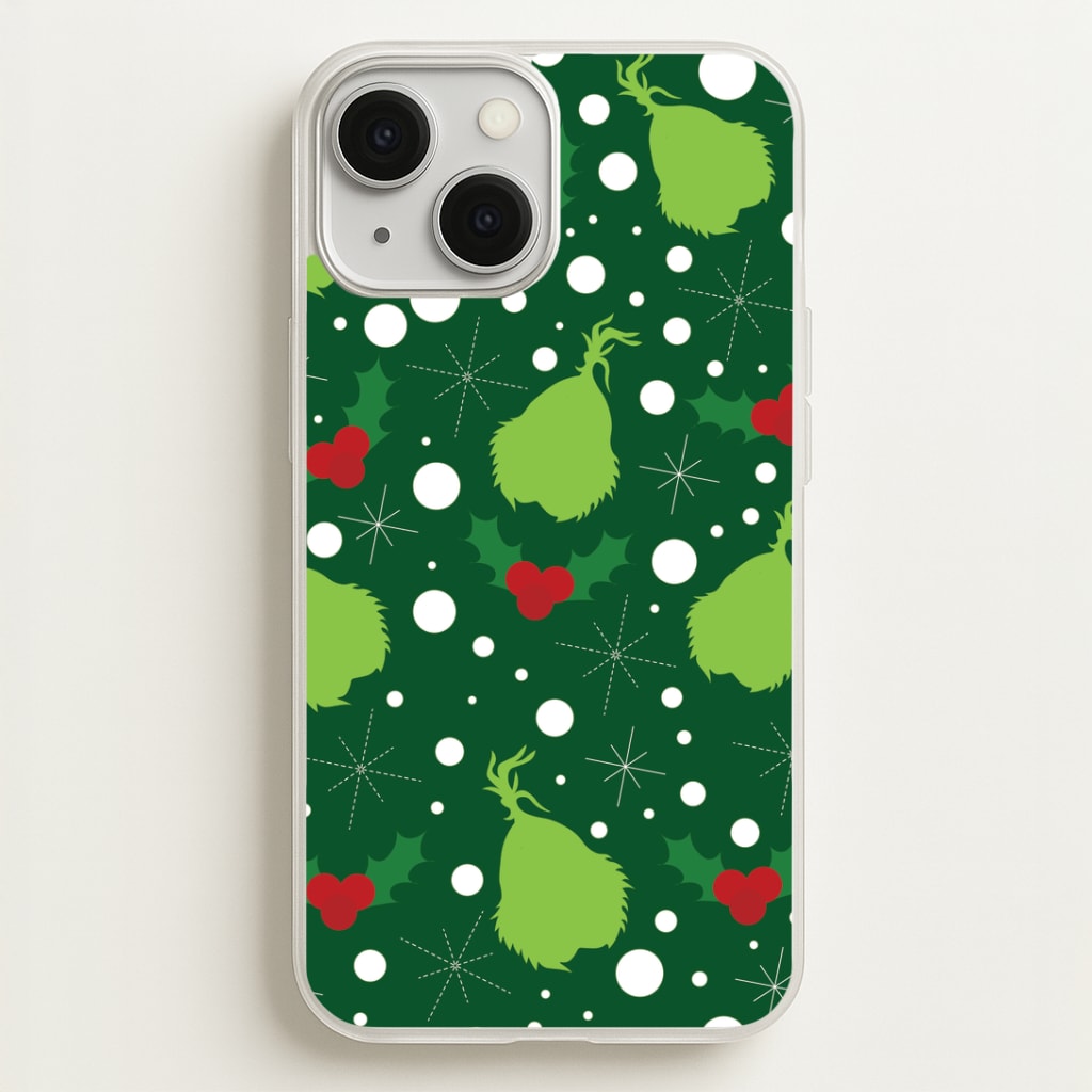 Green Creature Christmas Pattern iPhone 13 Mini Case