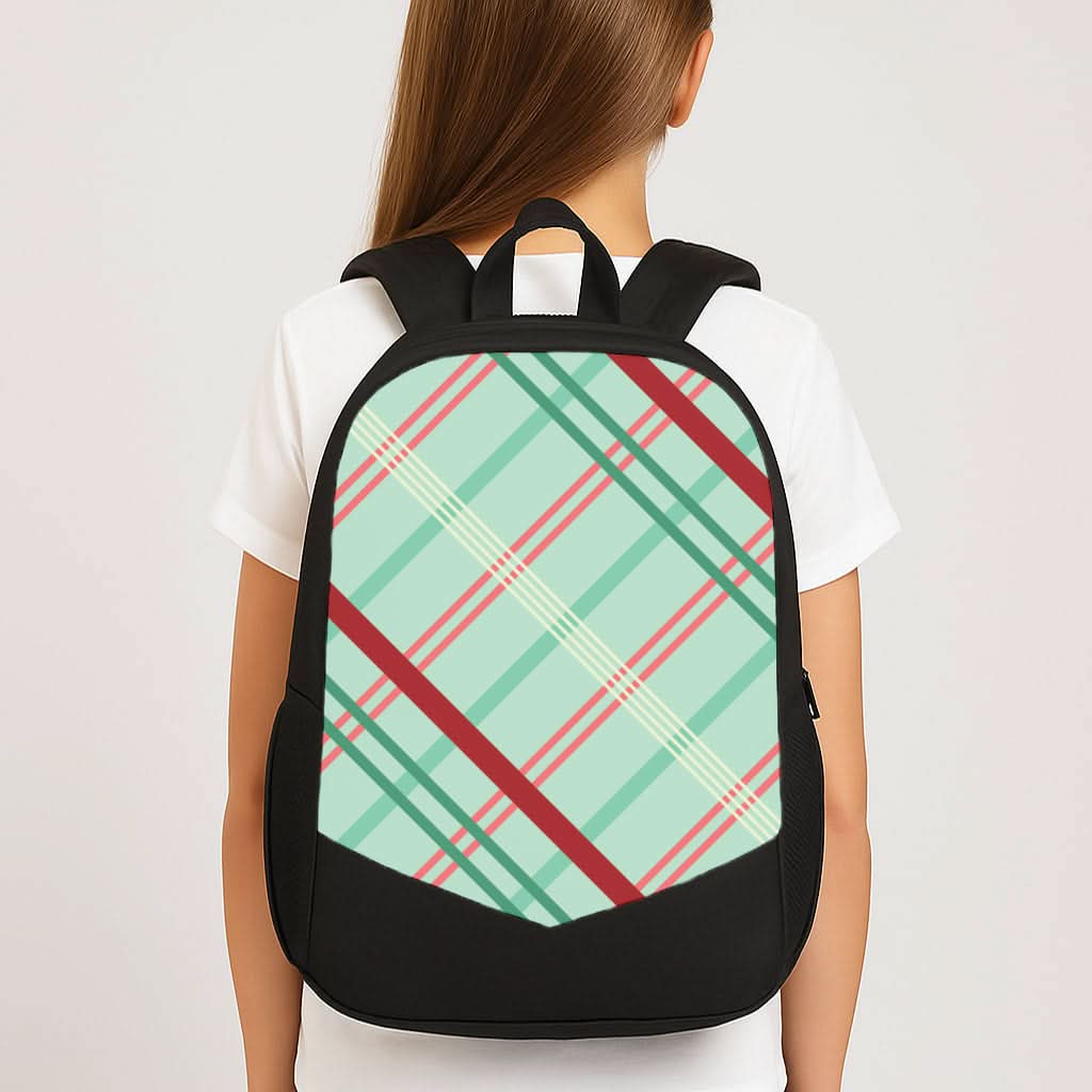 Pastel Tartan Christmas Pattern School Bag