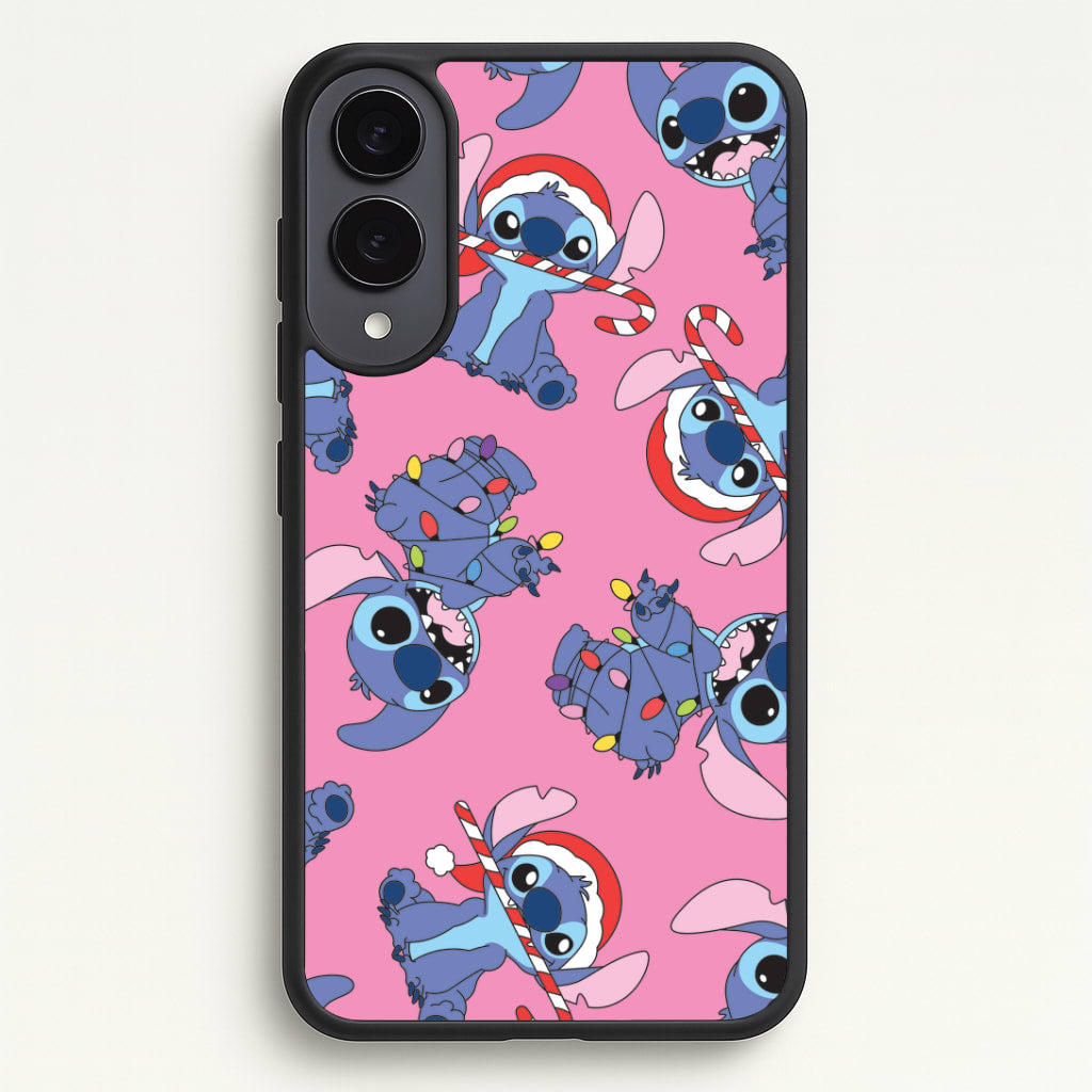 Christmas Cute Blue Alien Pattern Galaxy S25 Edge Case