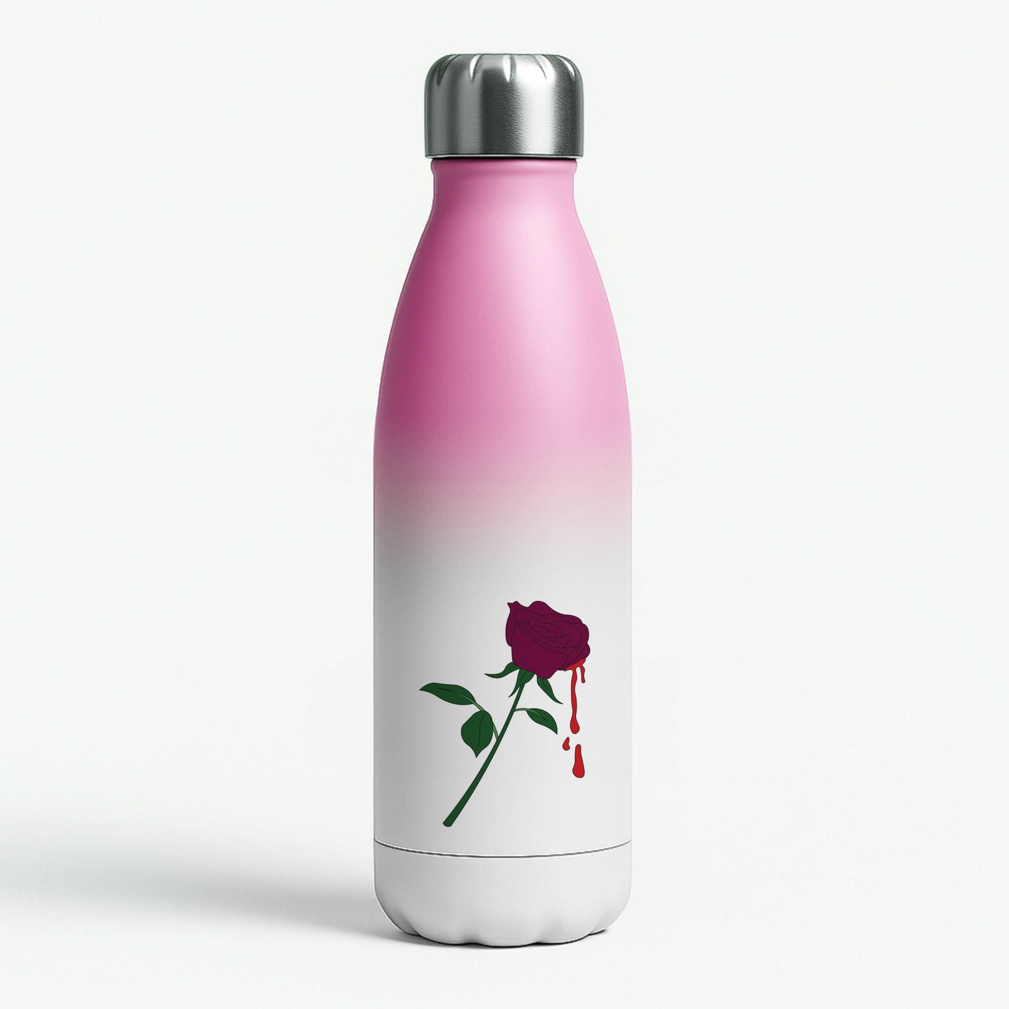 Dark Pink Rose Pink Water Bottle