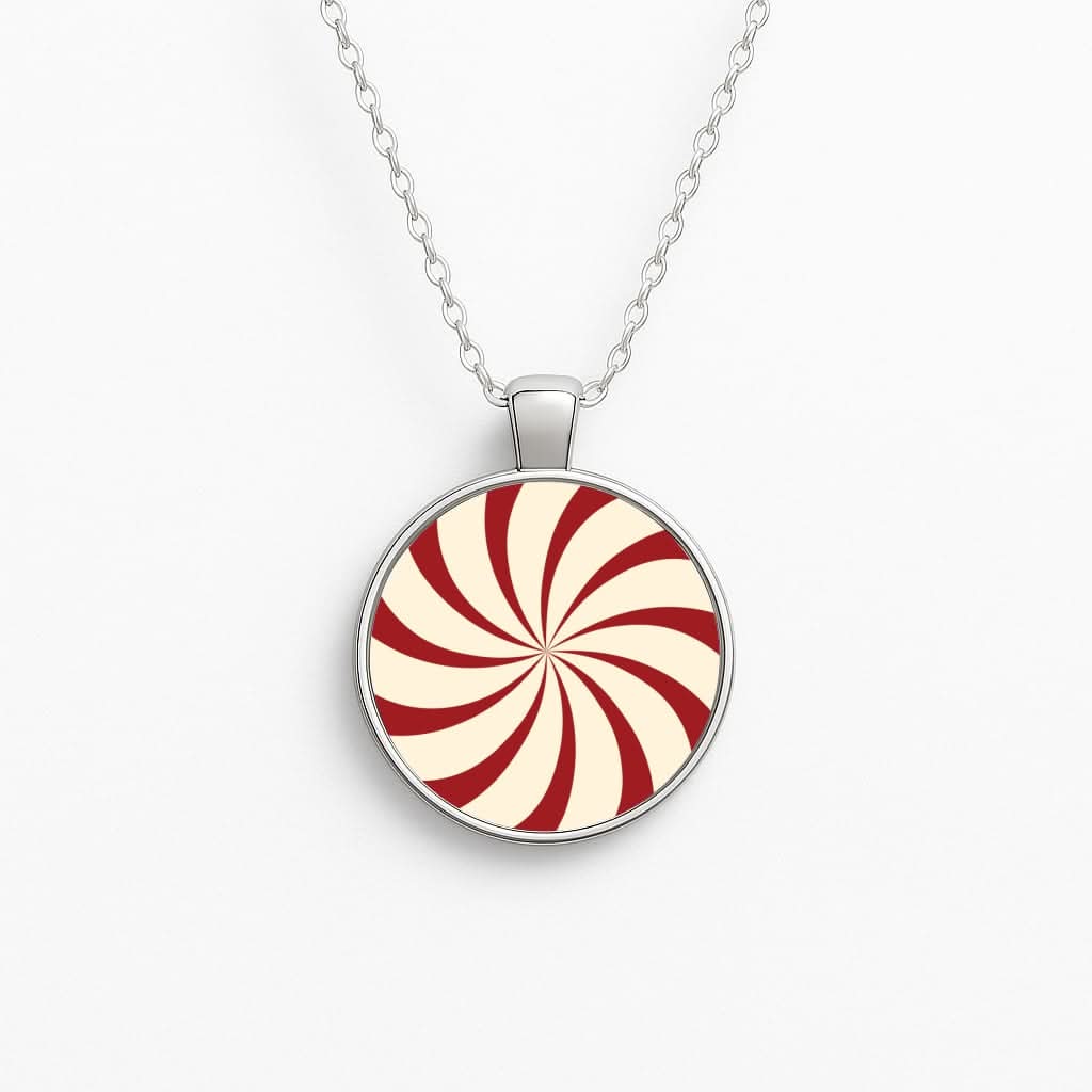 Peppermint Swirl Pattern Circle Necklace
