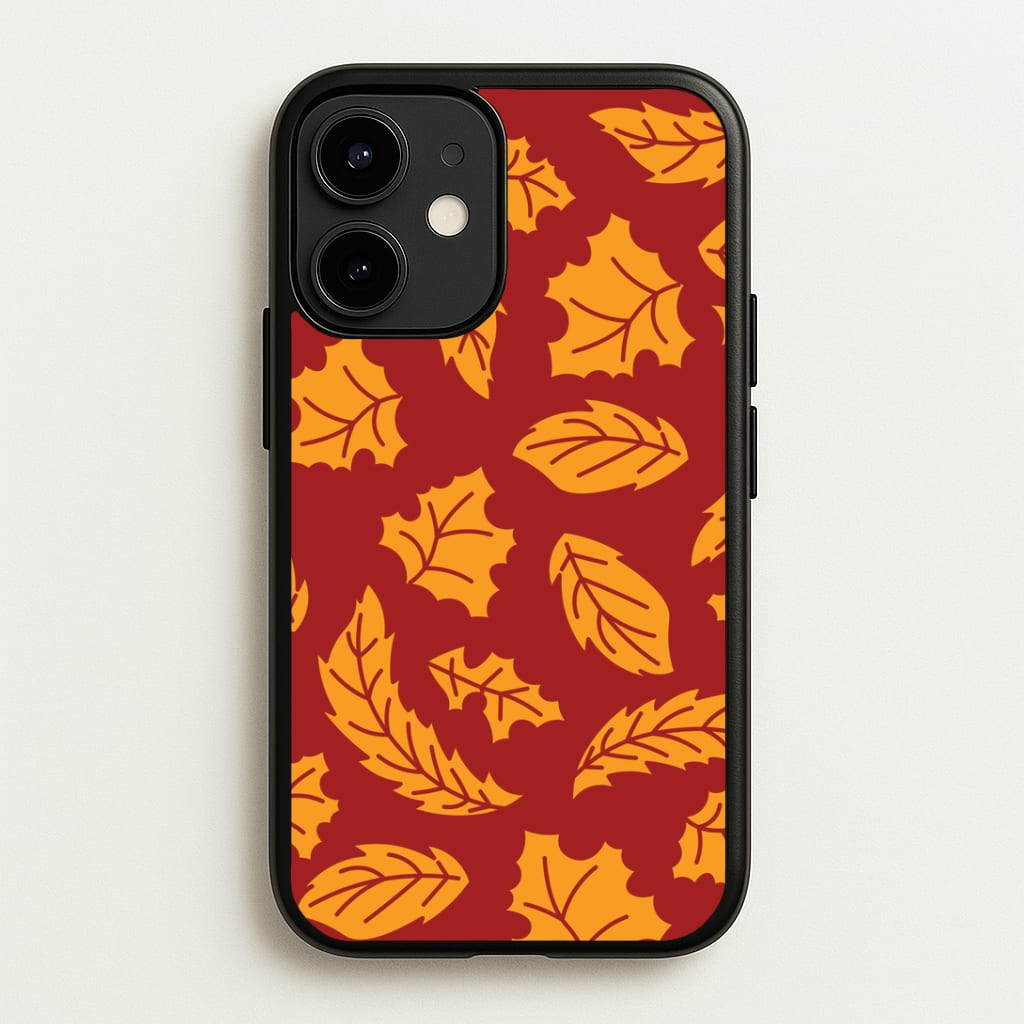 Orange Leaves Pattern iPhone 12 / 12 Pro Case