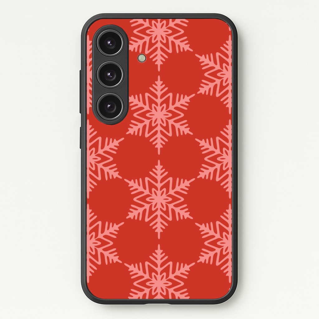 Red Giant Snowflakes Christmas Pattern Galaxy S25 Plus Case