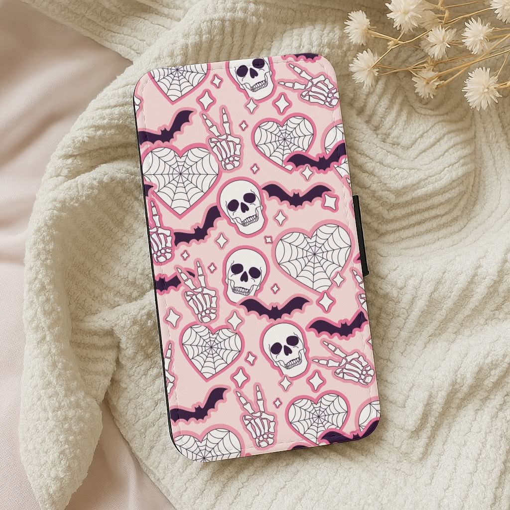 Cute Halloween Stickers Pattern Leather Phone Case