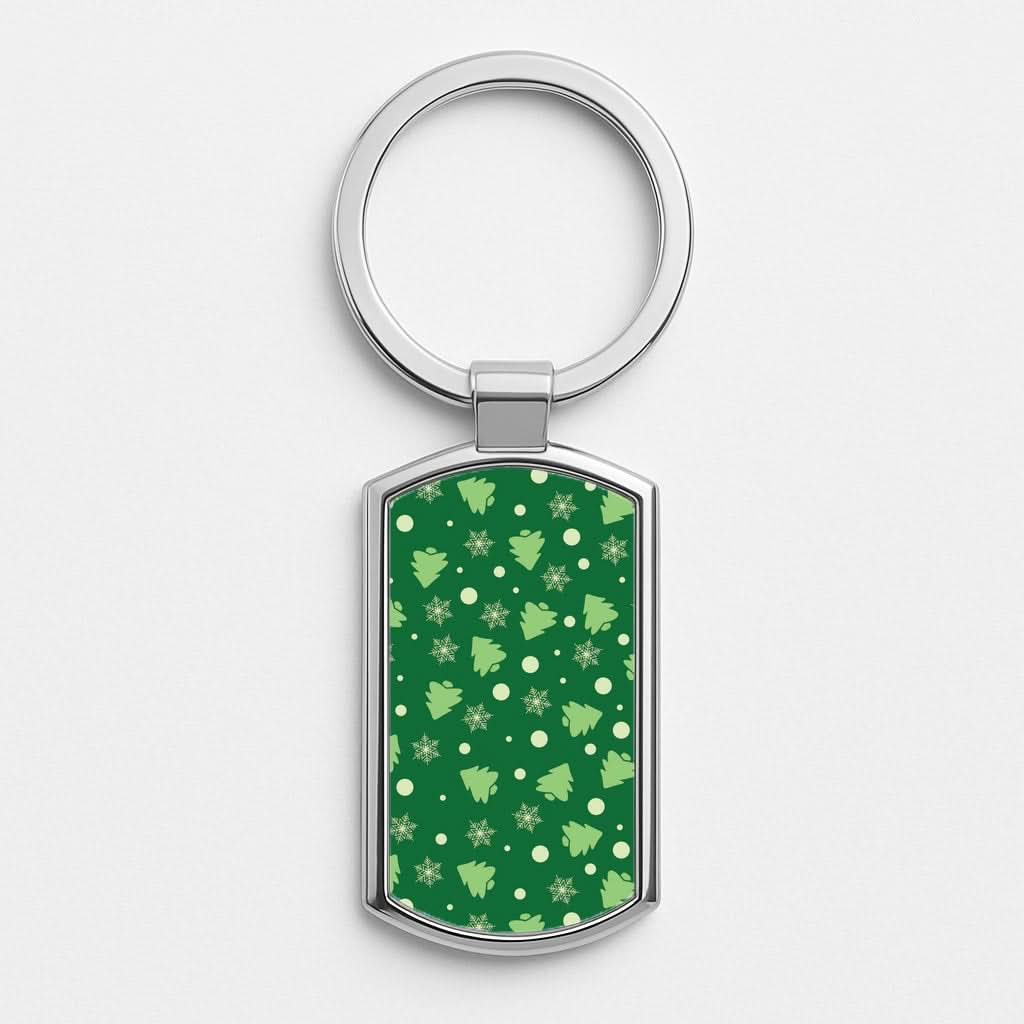 Cartoon Christmas Trees And Snowflakes Pattern Luxury Keyring