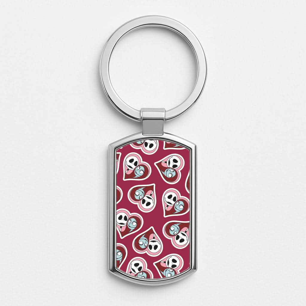 J And S Heart Pattern Silver Metal Keyring