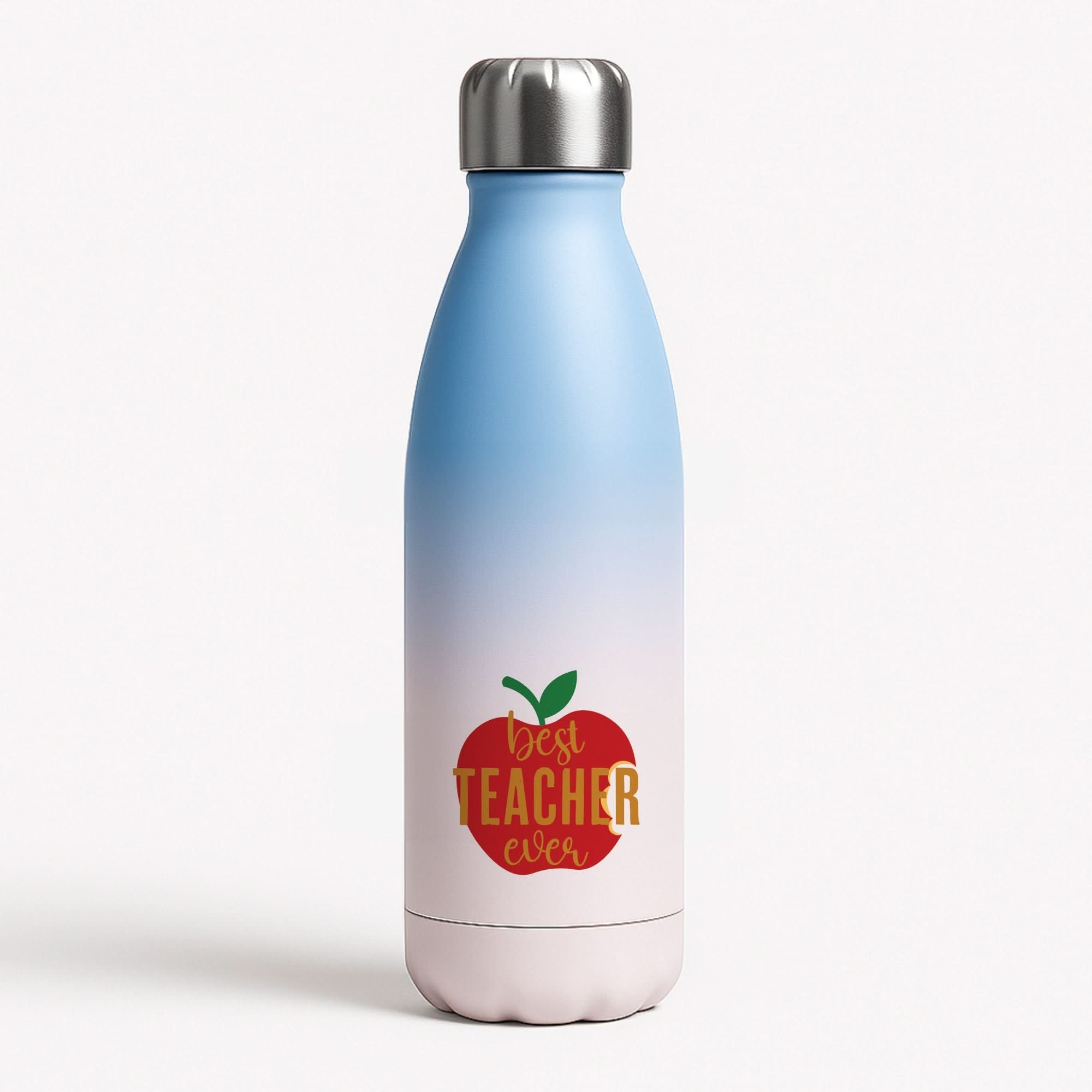 Apple Best Teacher Ever Blue Water Bottle