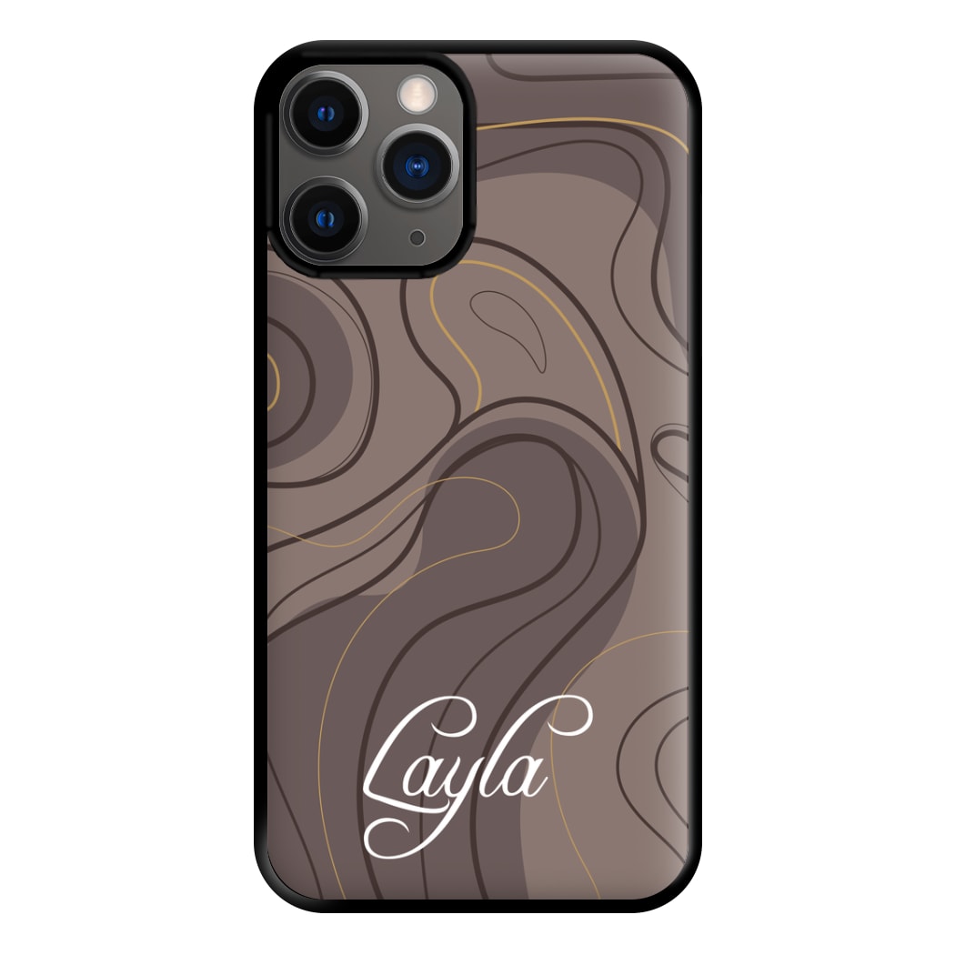 Brown Marble Waves Personalised Name iPhone 12 Pro Max Case
