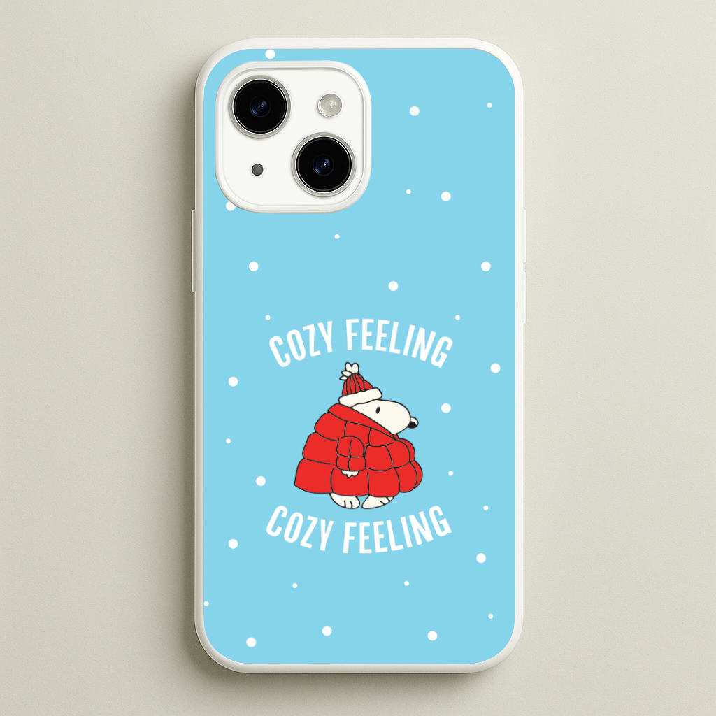 Cozy Feeling Cartoon Beagle Puffer Jacket iPhone 14 Case