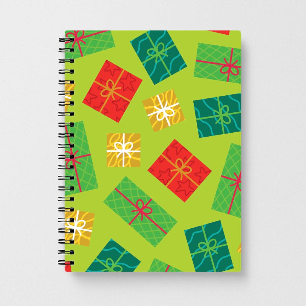 Colourful Abstract Christmas Presents Pattern Notebook