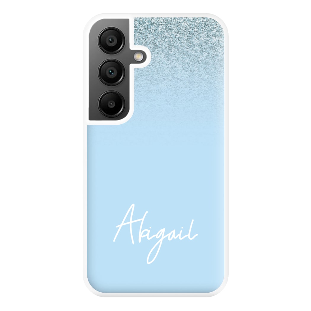 Blue Glitter Personalised Name Galaxy A35 Case