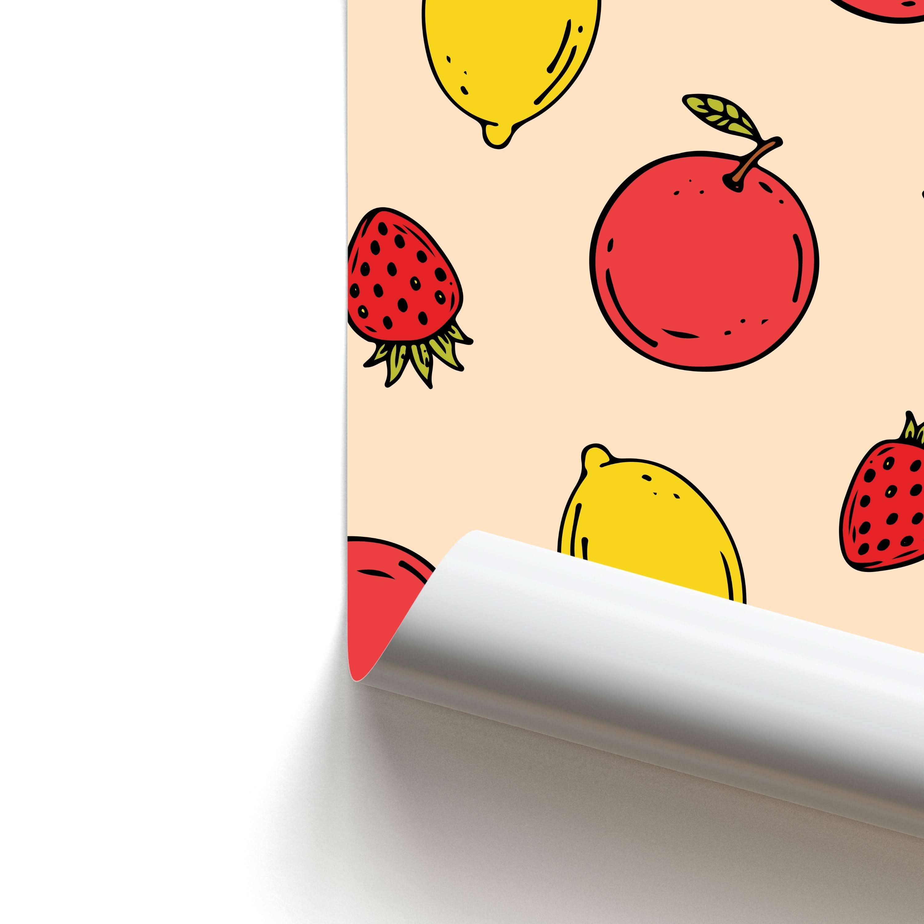 Sketched Summer Fruits Pattern Poster
