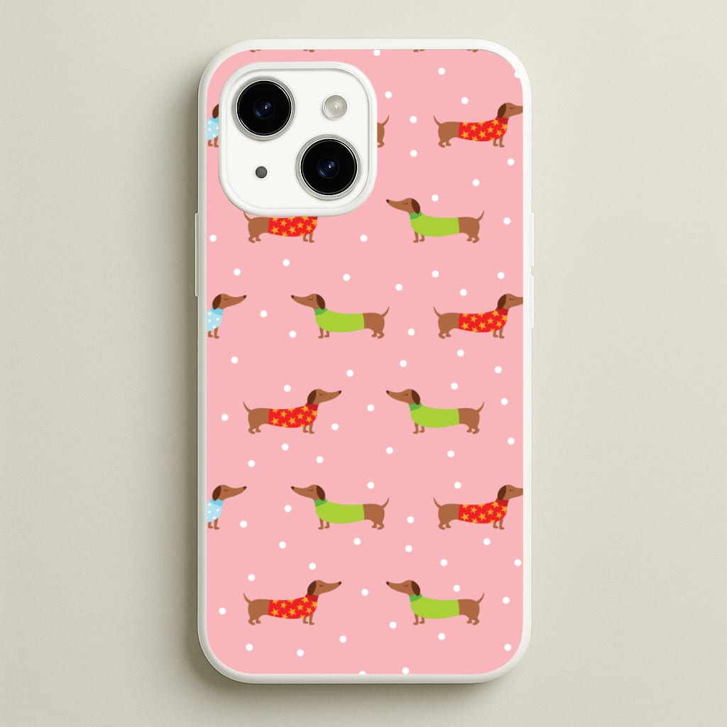 Christmas Jumpers Dachshund Pattern iPhone 14 Plus Case