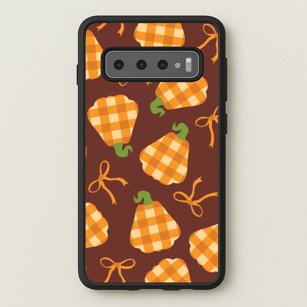 Tartan Pumpkins And Bows Pattern Galaxy S10 Plus Case