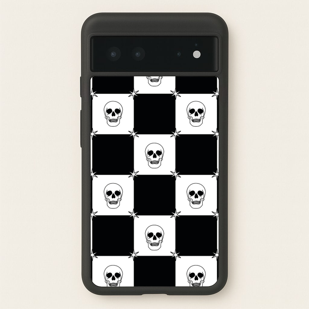 Checkered Skulls Pattern Google Pixel 6 Case