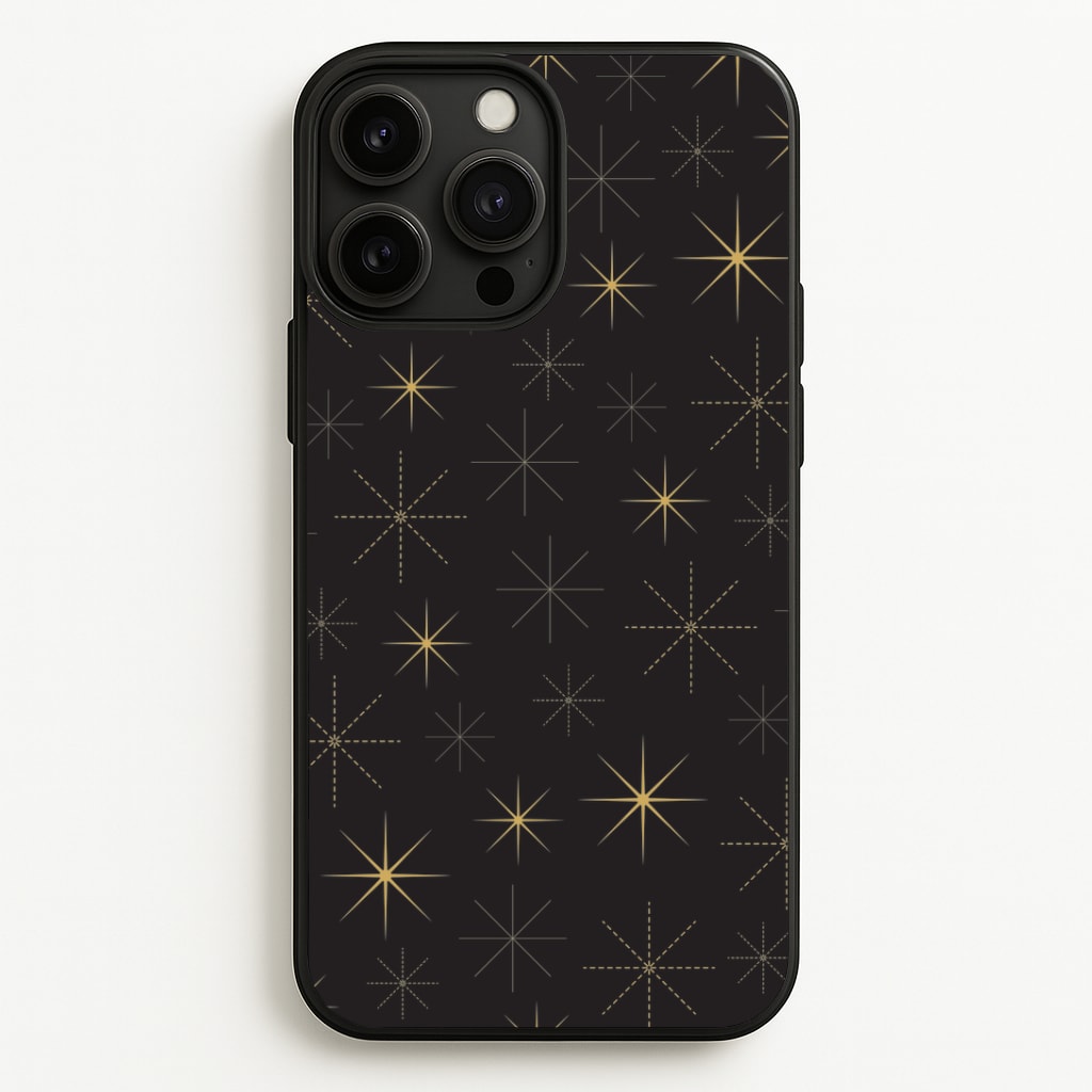 Christmas Gold Stars Pattern iPhone 13 Pro Max Case