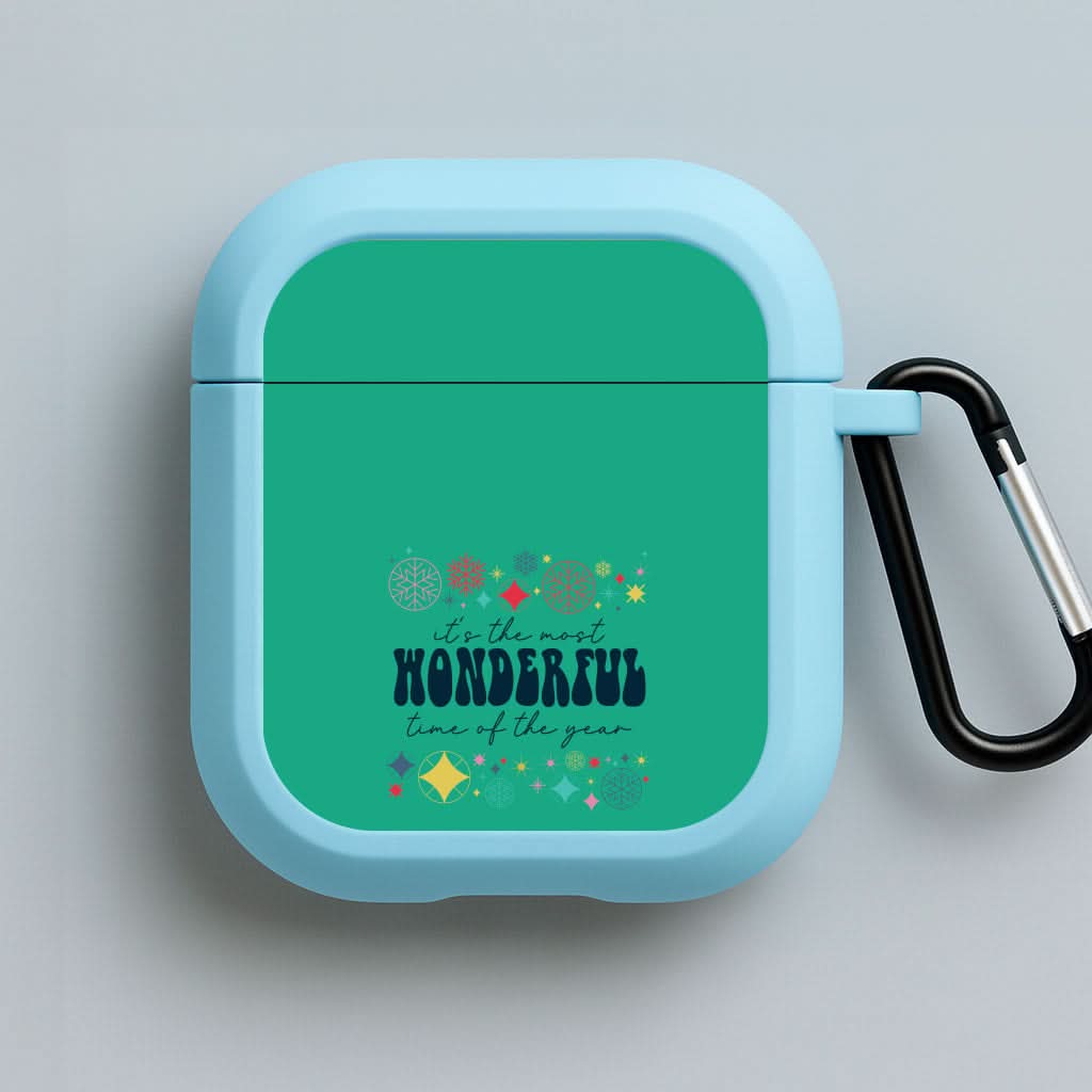The Most Wonderful Time Of The Year Geometric Blue AirPods Case