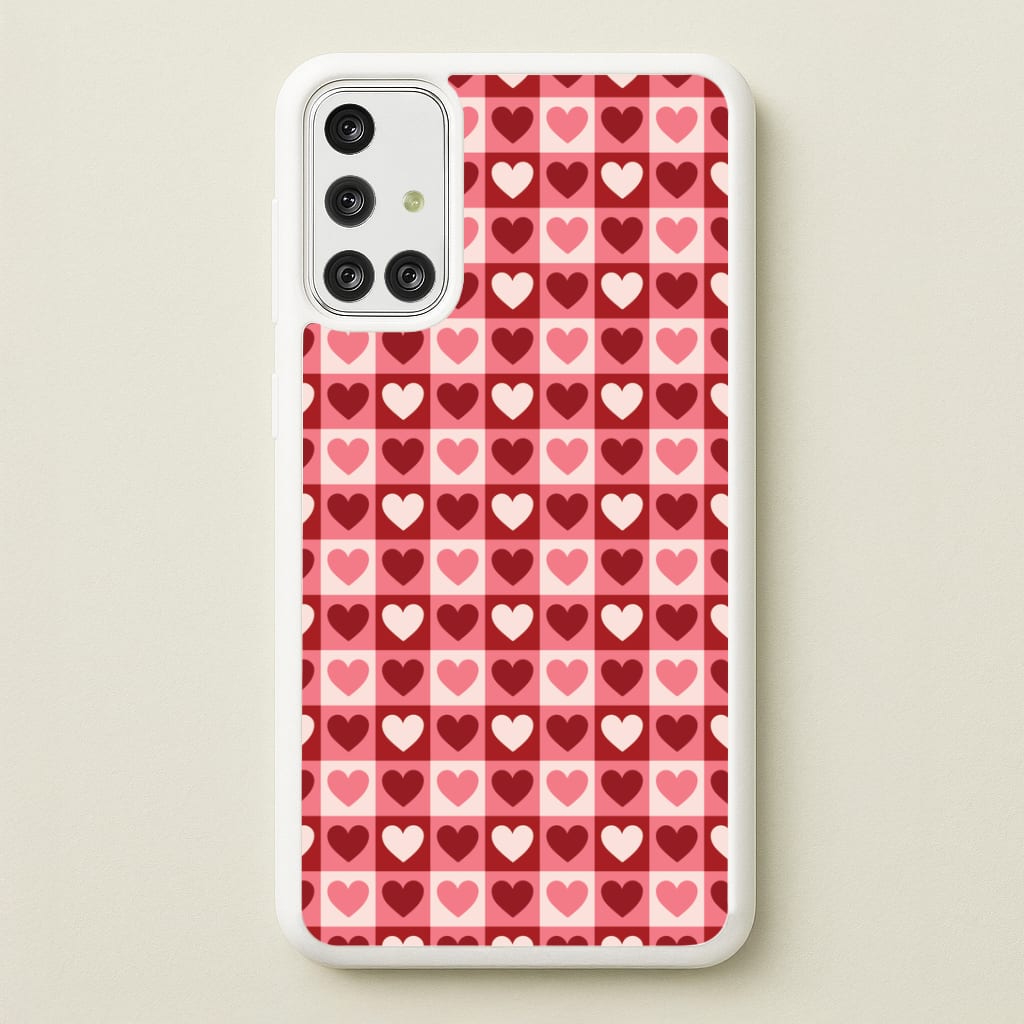Pink Tartan Love Hearts Pattern Galaxy A71 Case
