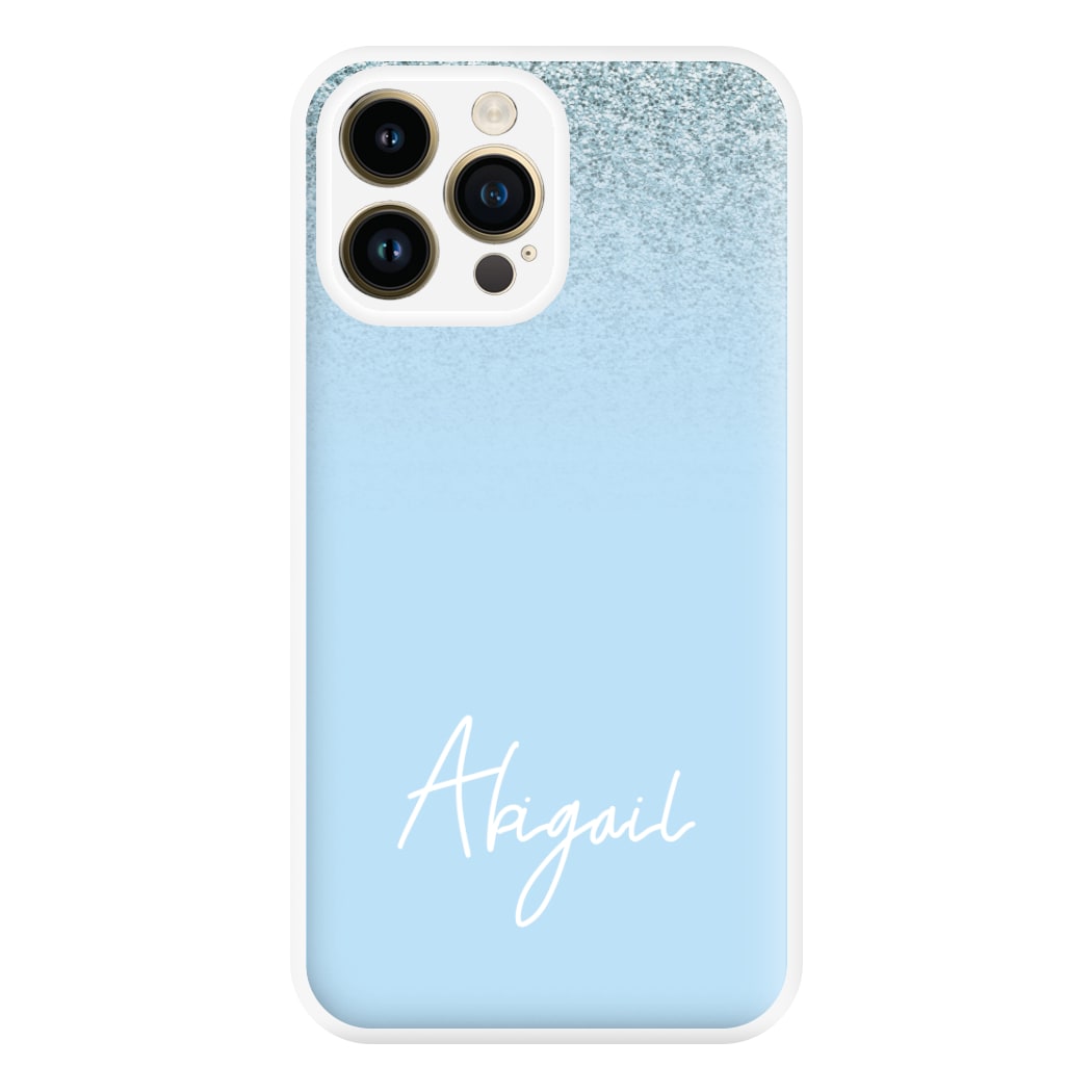 Blue Glitter Personalised Name iPhone 14 Pro Max Case