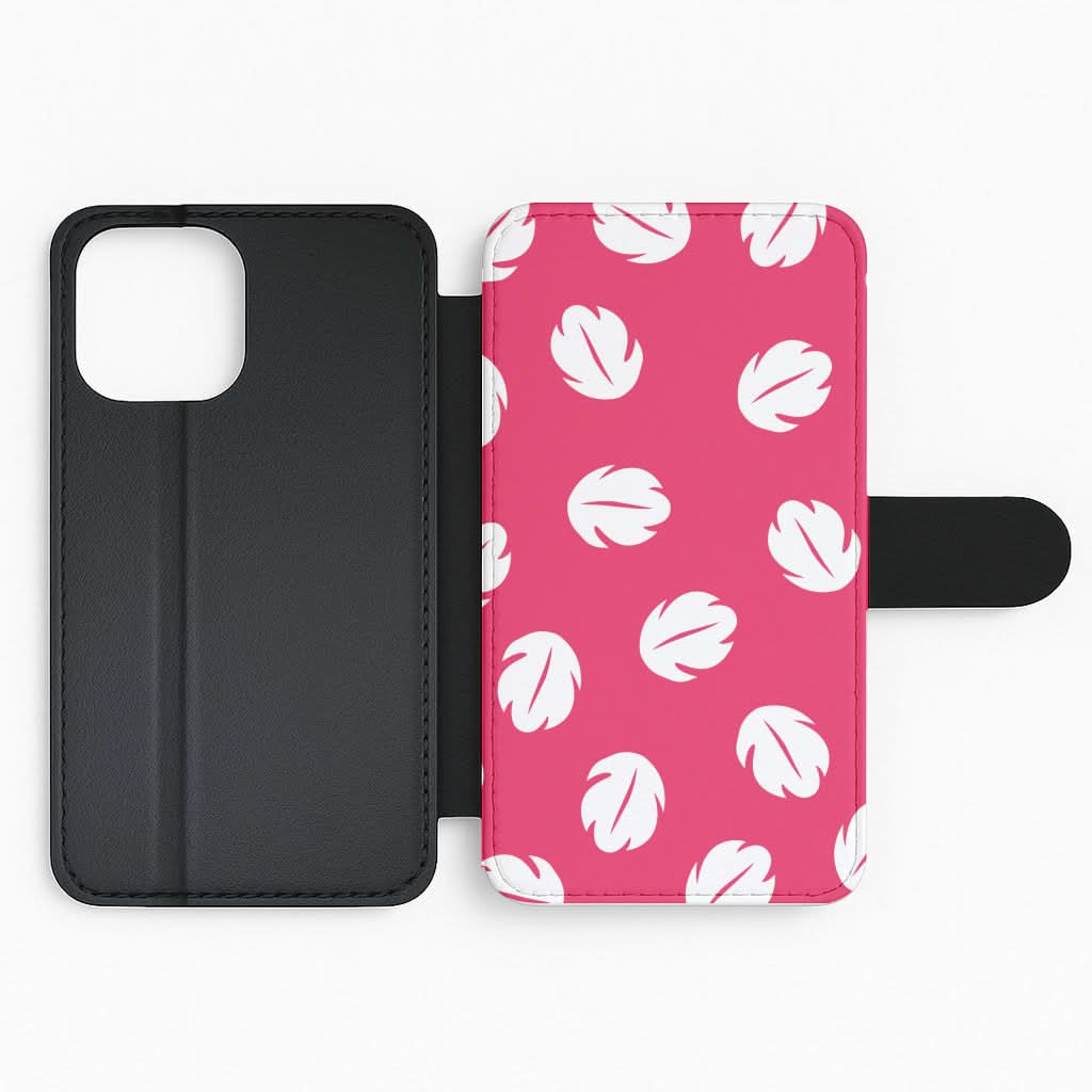 Red And White Cartoon Leaves Pattern Flip Phone Case
