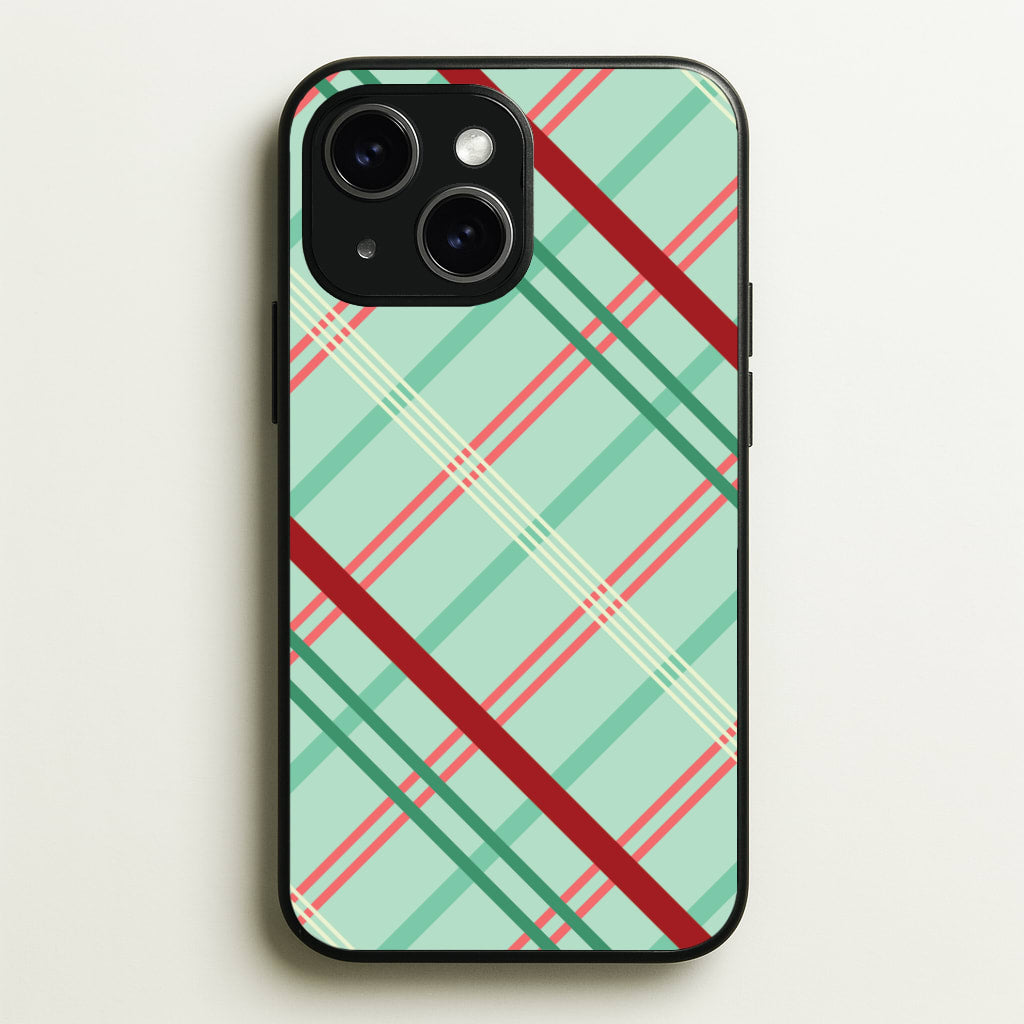 Pastel Tartan Christmas Pattern iPhone 15 Case