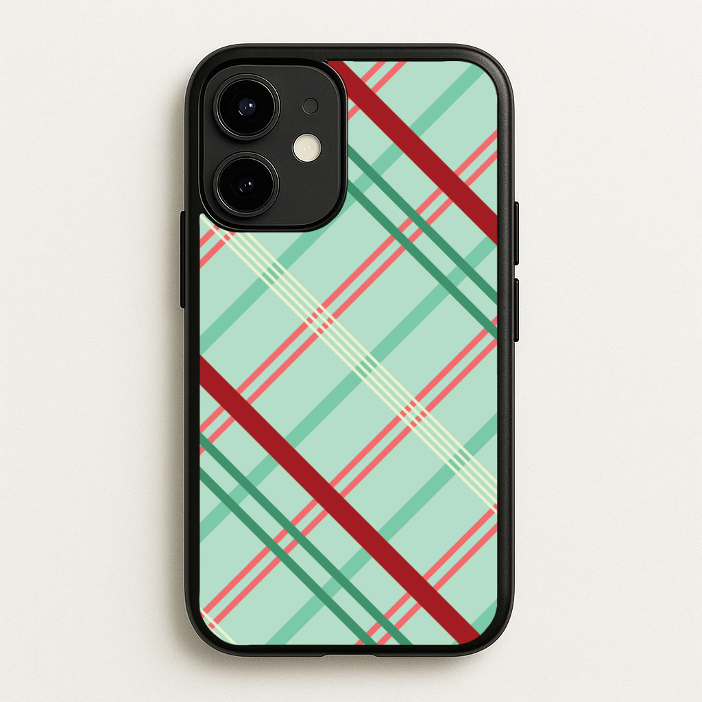 Pastel Tartan Christmas Pattern iPhone 12 / 12 Pro Case