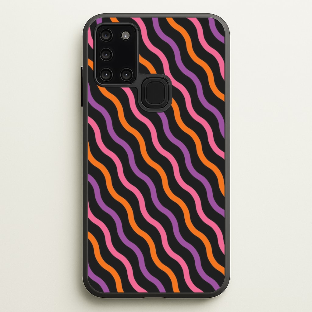 Wavy Abstract Halloween Pattern Galaxy A21s Case
