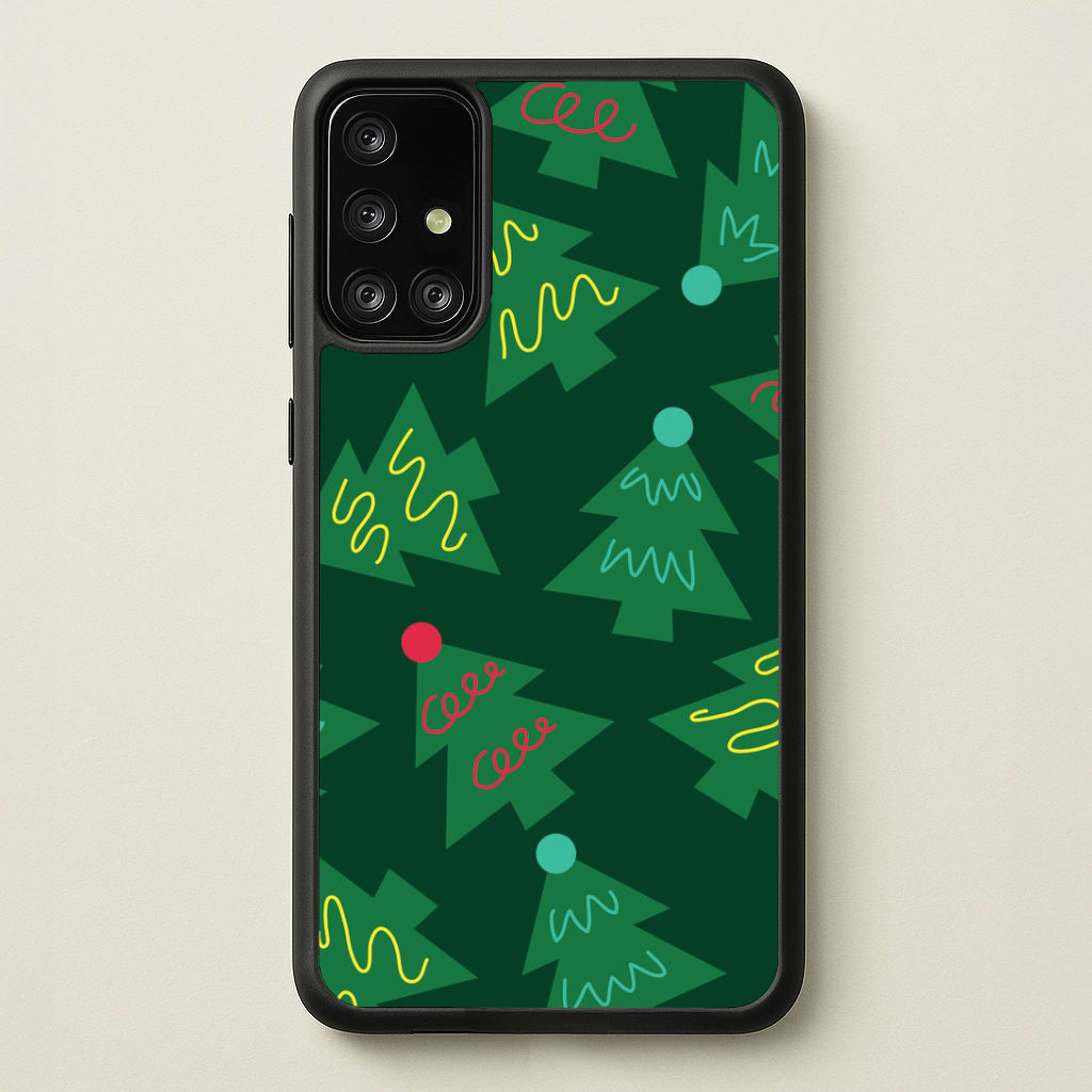 Abstract Christmas Trees Pattern Galaxy A71 Case