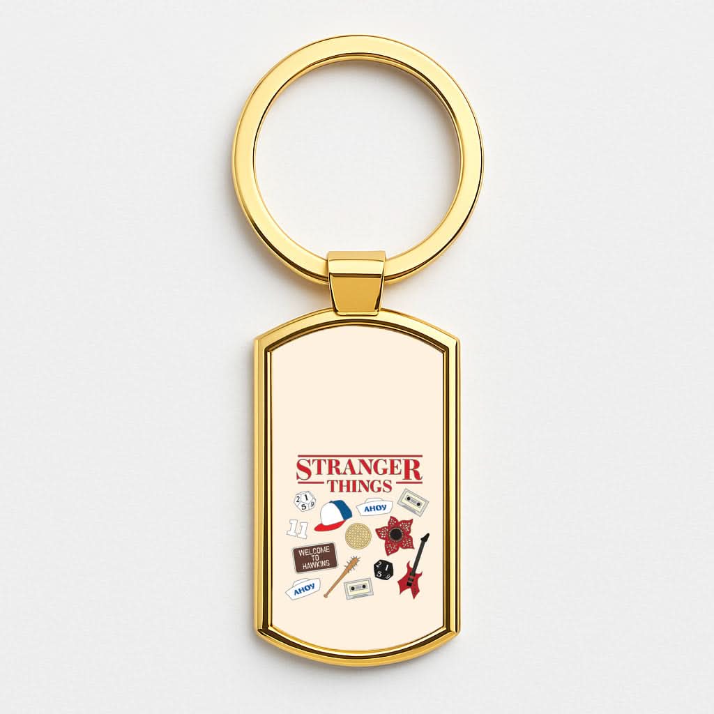 Stranger Things Cartoon Icons Gold Keyring