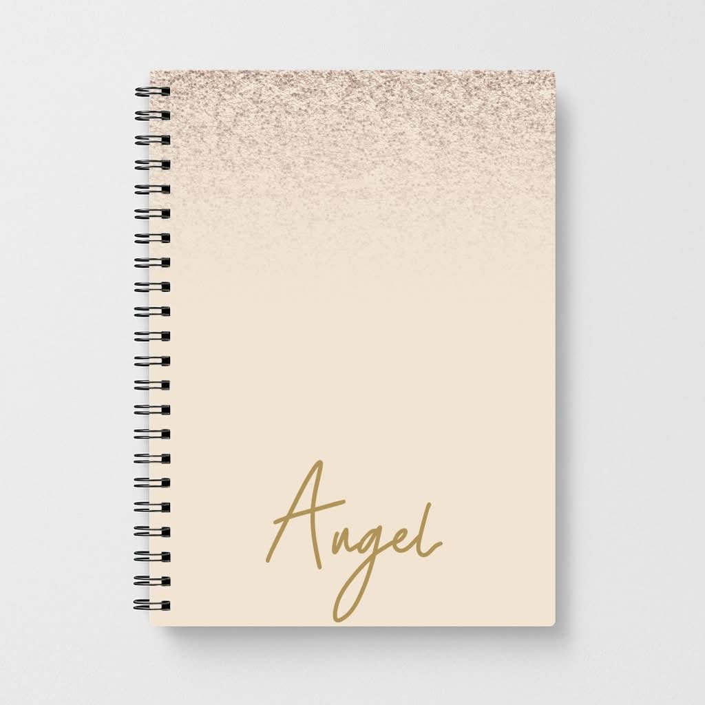 Peach Glitter Personalised Name Notebook