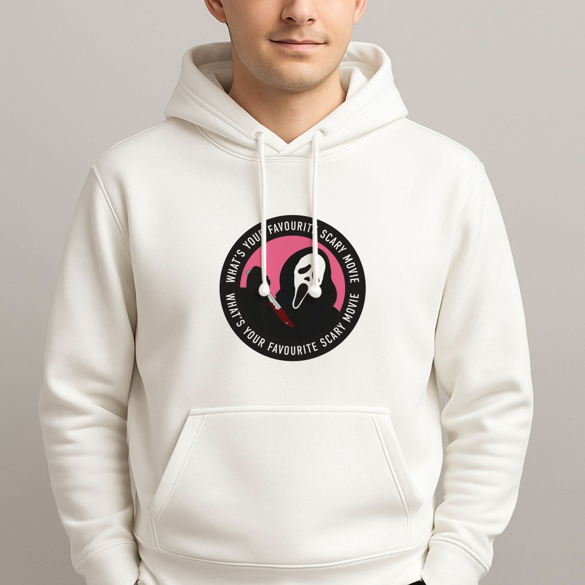 What's Your Favourite Scary Movie Badge Mens Hoodie