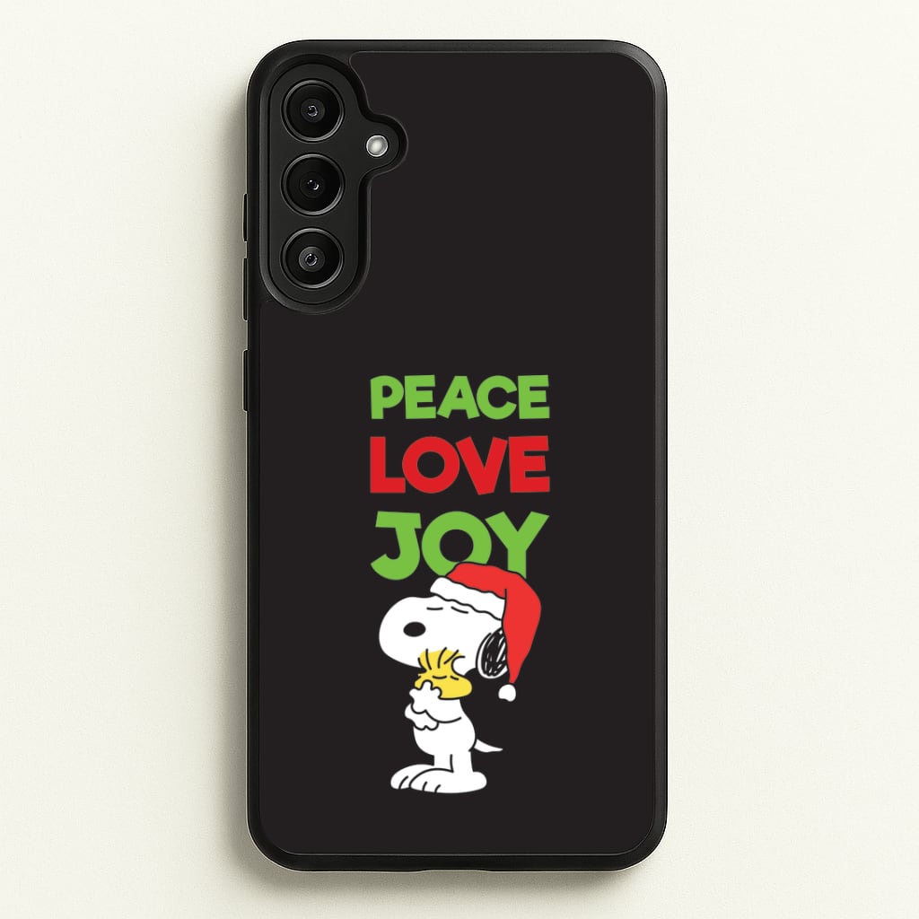 Peace, Love, Joy Christmas Cartoon Beagle Galaxy A34 Case