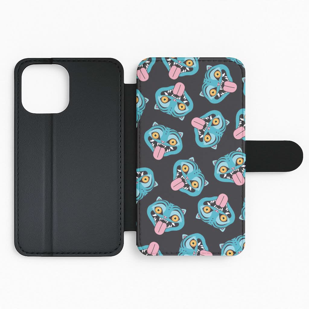 Demon Cat Pattern Flip Phone Case