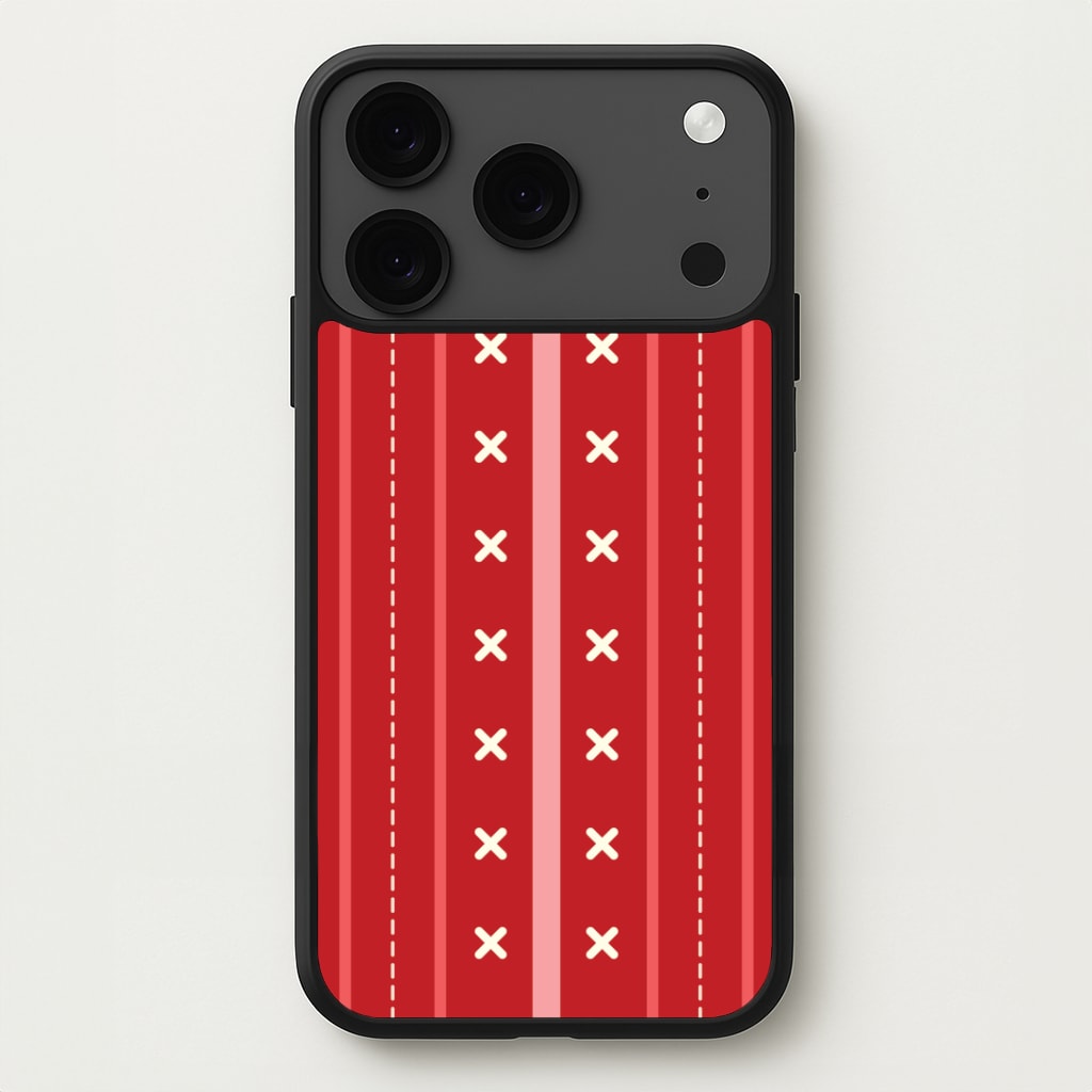 Stripes And Stitches Red Christmas Pattern iPhone 17 Pro Case