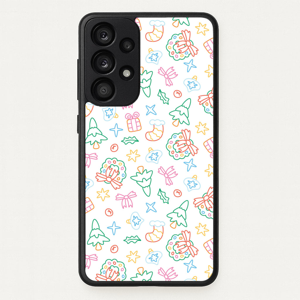 Neon Christmas Icons Pattern II Galaxy A53 Case