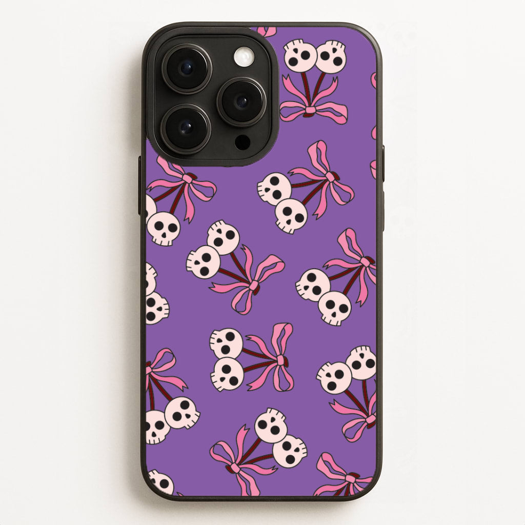 Cherry Skulls Pattern iPhone 16 Pro Case