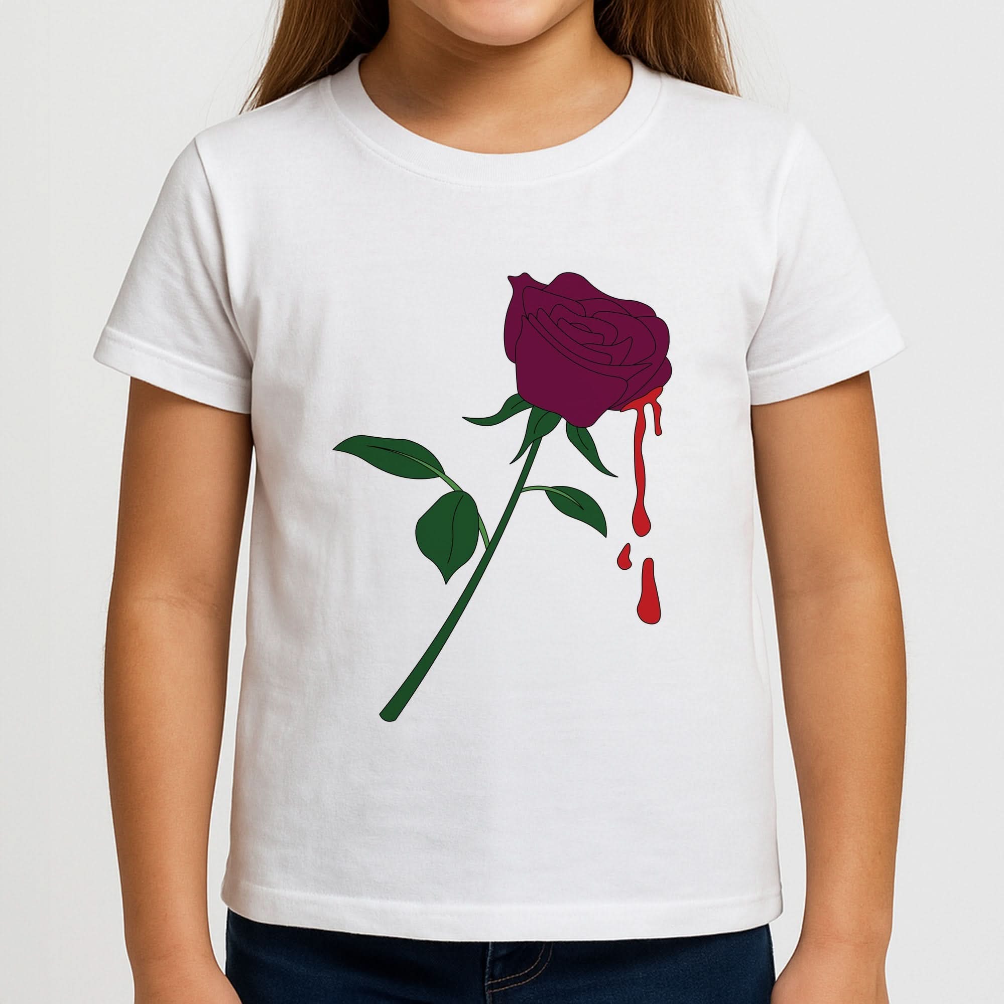 Dark Pink Rose Girls T-Shirt